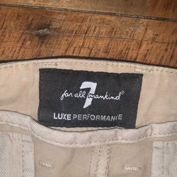 7 for All Mankind tan straight leg luxe performance 31x31 slacks - Picture 3 of 5